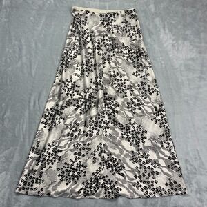 Express Maxi Skirt Womens M Black Gray Printed Summer Elastic Waist Back Zip